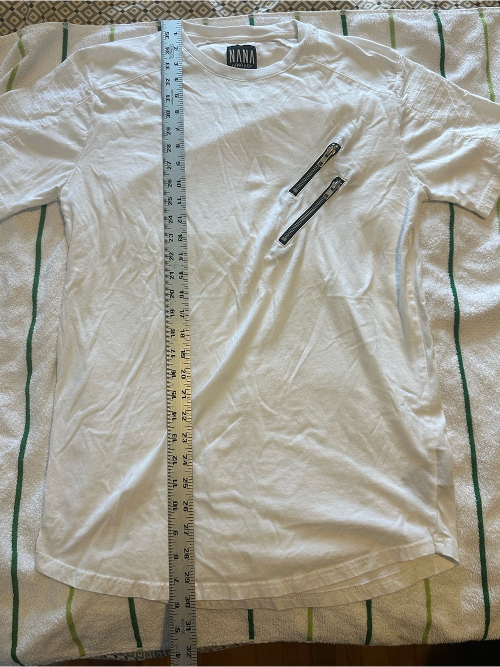 nANA judy White Short-Sleeve Tee with Dual Zipper Accents